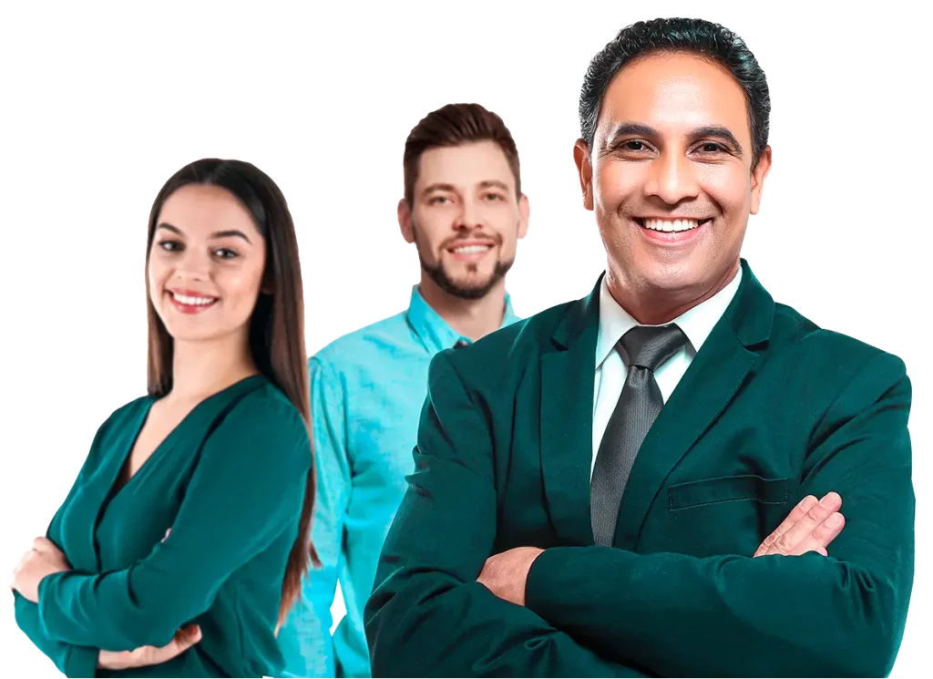 Imagen de empleado y empleadora sonriendo en referencia a la p&oacute;liza de Salud colectivo de Seguros Caracas